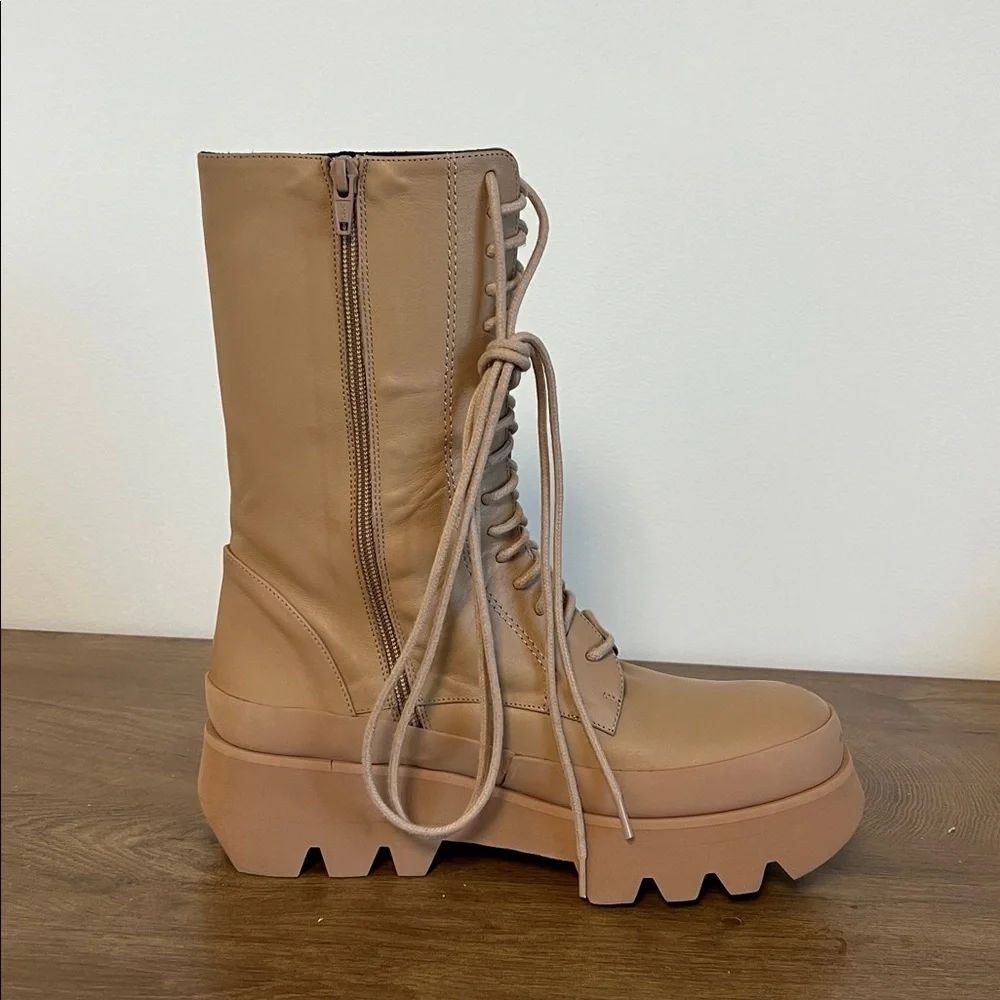 Free People Cairo Tan Leather Platform Lug Sole Boots EU 40 US 9.5-10